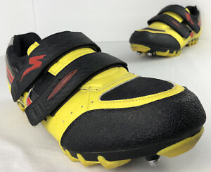 Specialized Comp Cycling Shoes Men’s Size 12 Two Bolt Yellow Black Red Mtb Road
