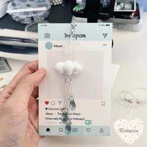 Rain Cloud Shaped Handmade Beaded Mobile Phone Chain With A Girl's Heart - Zdjęcie 1 z 8
