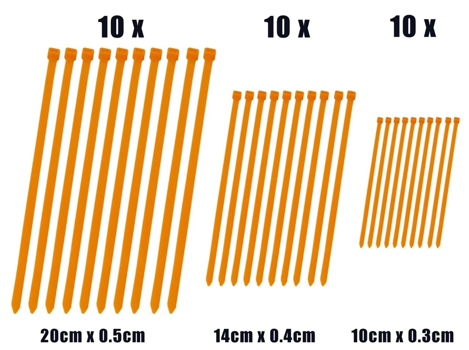Zip Cable Ties x 30 Orange fits Derbi 50 Senda R X-treme 02-05 - Image 1 of 1