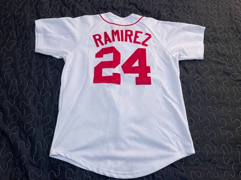 Vtg Stitched Majestic MANNY RAMIREZ #24 Boston Red Sox Jersey Mens Medium White Cover