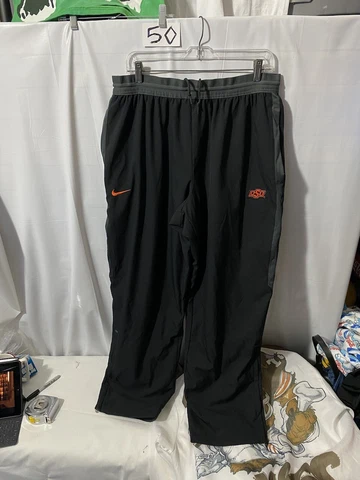 Nike Dri-Fit OSU Track Pants Mens XXL Black Oklahoma State Stitch zip bottom Cover