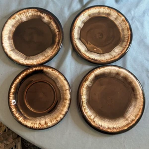 Mixed Lot VTG Pfaltzgraff Gourmet Brown Drip Glaze 3 Bread Plates, 1 Saucer - Picture 1 of 4