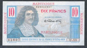 MARTINIQUE 10 FRANCS 1947-1949 ~ P-28 ~ SUPERB GEM CRISP UNCIRCULATED NOTE - Bild 1 von 2