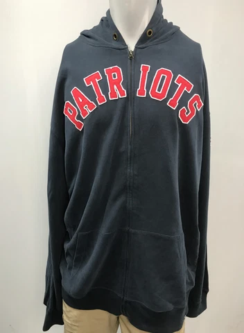 New England Patriots Hoodie Sweatshirt Mens 2XL, '47 Brand Full Zip Ovation Blue Cover
