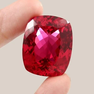 Museum Grade Natural Flawless Burma Ruby Loose Cushion Gemstone Cut 30x24 MM - Picture 1 of 4