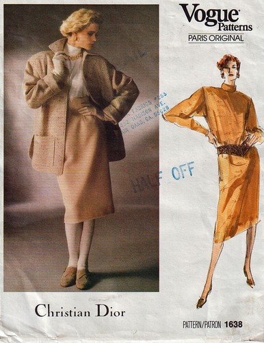 Giacca abito o top Vogue Paris originale 1638 © 1985 Christian Dior Misses' S8