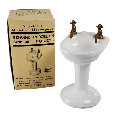 Shackman 1970s Porcelain Sink Dollhouse Miniature with Faucets - Image 1 of 4