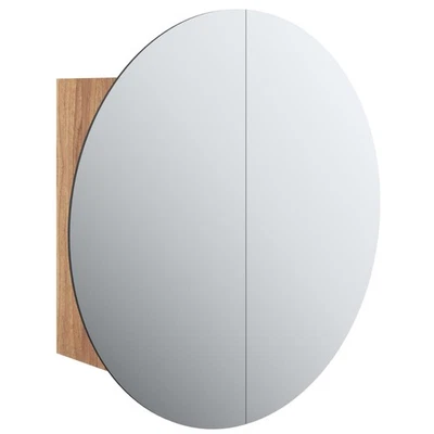 Cabinet Bathroom Wall Vanity Mirror Cabinet with Round Mirror and LED vidaXL - Image 1 of 4
