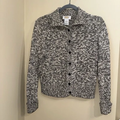Talbots Petite Cardigan P Marled 针织 100% 棉纽扣前领毛衣 — 第 1/4 张图片