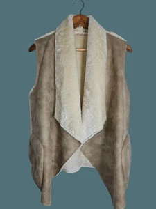 Haven Faux Suede Shearling Sleeveless Cozy Chic Vest Women Size Large - Picture 1 of 7