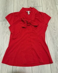 Banana Republic rotes Oberteil Bluse zum Binden Größe 6 - Bild 1 von 6
