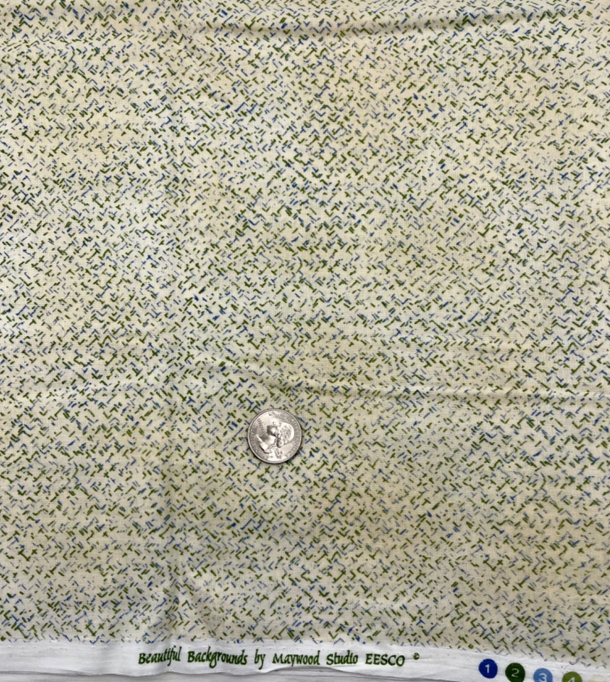 BEAUTIFUL BACKGROUNDS by Maywood Studio - Green & Blue Marks on Cream 2 yds - Image 1 of 1