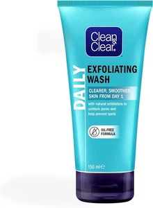 Clean & Clear Daily Exfoliating Face Wash 150ml β Clears Pores, Oil-Free, UK - Picture 1 of 7