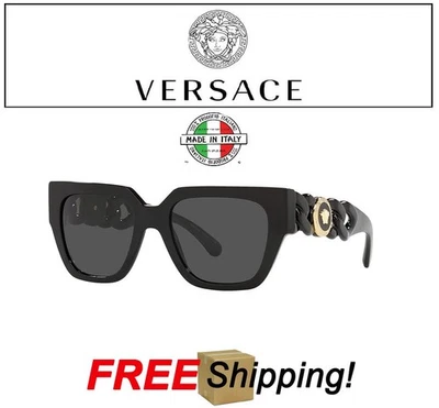 Gafas de sol Versace para mujer con montura negra lentes gris oscuro 53 mm 19/140 hechas en Italia Foto 1 de 4