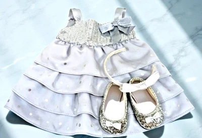 Muñeca My American Girl Vestido Plateado Brillante Completo 2014 Vestido Diadema Zapatos Foto 1 de 4