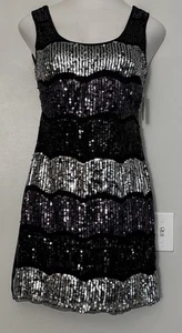 Love Tease Damen Pailletten Mini Cocktail Kleid Maximalistisch Toll Gatsby Gr. M Neu mit Etikett - Bild 1 von 16