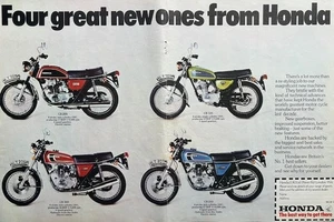 HONDA CB125, CB200, CB250, CB360 ORIGINAL 1974 COLOUR ADVERTISEMENT 28cm x 42cm - Picture 1 of 4
