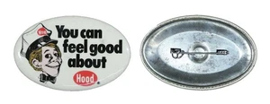 “You Can Feel Good About Hood” HARRY HOOD Dairy Advertisement Promotion Pinback - Picture 1 of 2