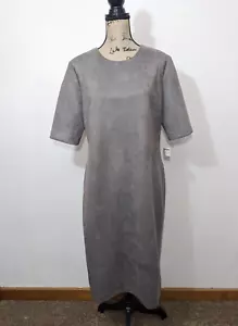 Nuevo Vestido Vaina ANNE KLEIN Talla 16 Imitación Gamuza Manga Corta Elastizado Gris - Imagen 1 de 12