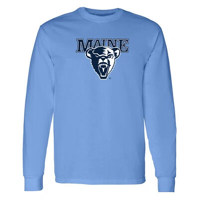 Maine Black Bears Primary Logo Long Sleeve T Shirt - Carolina Blue - Image 1 of 4