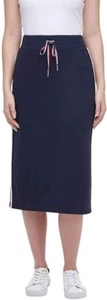 NWT Women's Tommy Hilfiger Midi Skirt Comfort Waist Medium Navy Blue $80 AA72 - Picture 1 of 3