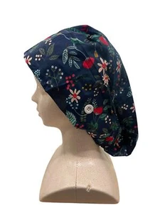 Women's Scrub Hat Navy Pink Floral Nurses Gift Medical NEW - Picture 1 of 2
