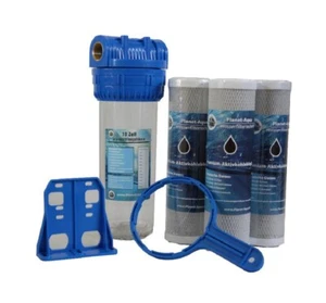 Wasserfilter Gehäuse 10 Zoll 1/2" + 5 AKTIVKOHLE Vor Filter Trinkwasser Camping - Bild 1 von 7