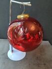 Ornement de Noël style boule de verre verre rouge vintage 4,5" blé gravé