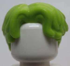 Lego Lime Minifigure Hair Short Wavy Parted on Right - Picture 1 of 3