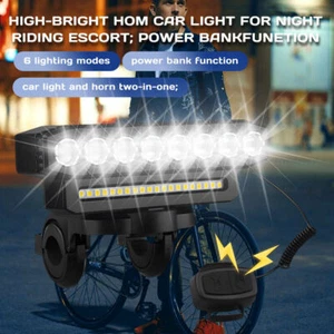 8 LED Bike Front Light with Horn USB Charging Waterproof Bicycle Headlights NEW - Picture 1 of 16