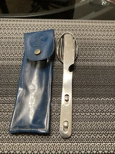 Vintage Imperial USA Boy Scouts NY Hobo Camper Traveler Knife,Fork,Spoon w/ Case - Picture 1 of 11