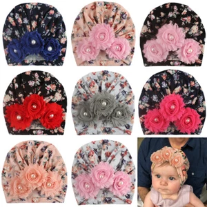 Baby Hat with Lace Flower Decor Infant Toddler Turban Head Wrap Hair Accessori ❀ - Picture 1 of 19