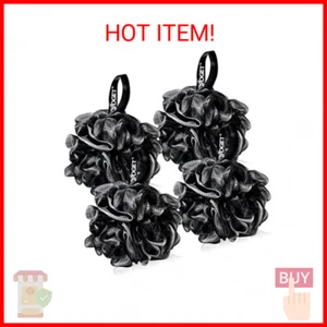 Charcoal Bath Loofah Sponge, 4 Pack Black 60G Large Shower Mesh Ball Soft Pouf B - Picture 1 of 2