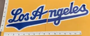 RARE OFFICIAL LOS ANGELES DODGERS MLB BASEBALL JERSEY CREST split PATCH SET - Picture 1 of 2