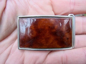 Vtg EISEN Belt Buckle ART DECO Brown Fashion Floral Germany MOD Silver RARE VG+ - Picture 1 of 4