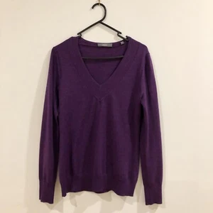 Marcs Purple 100% Merino Wool V-neck Long Sleeve Knit Jumper, Size L - Picture 1 of 6