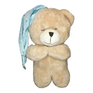 Linda gorra de noche Homerbest de felpa suave beige rezando con estrellas azules blancas - Imagen 1 de 10