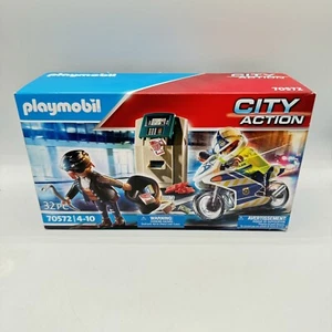 Playmobil City Action 70572 ATM Ladro Polizia Inseguimento Figure Moto Geobra Nuovo - Foto 1 di 6