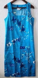 Maui Legend blau hawaiianisch ärmellose Seitenschlitze Urlaubskleid Damen Größe Small - Bild 1 von 7