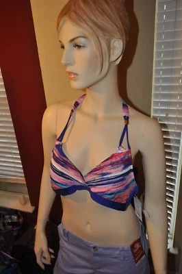 LIZ CLAIBORNE MUJER CUELLO ALTO TRAJE DE BAÑO BIKINI PARTE SUPERIOR Separado multi talla NUEVO CON ETIQUETAS $48 Foto 1 de 4