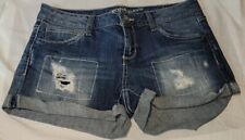 Arizona Jean Co Blue Wash Cuffed Denim Shorts Stretch Fit Distressed (Size:7)