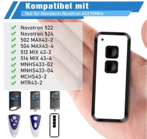 1pz per Novoferm Novotron 522 Porta Garage Telecomando Portachiavi Rolling Code - Foto 1 di 5