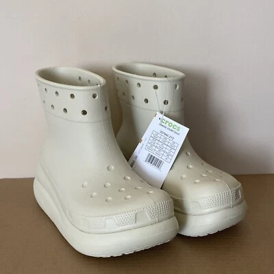 Crocs Unisex Adult Crush Waterproof Platform Boots- Bone- Women’s Size 7 Men’s 5 - Image 1 of 4