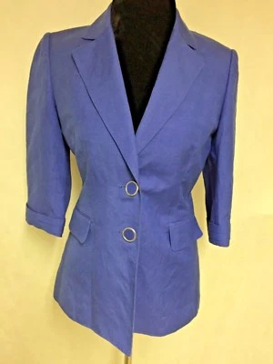 Alex Marie Career 2 Buttons Lined Blue/ 3/4 Cuff Quarter Sleeves Blazer  Sz 6 - Imagem 1 de 4