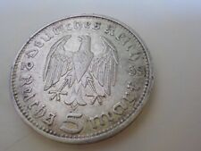 5 Reichsmark Münze 1935 Deutsches Reich Paul von Hindenburg J 1847-1934 Patina
