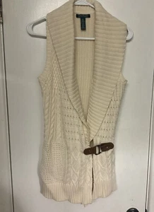 Lauren by Ralph Lauren Zopfmuster Damen Pullover Gürtel Schal Gr. M " - Bild 1 von 10