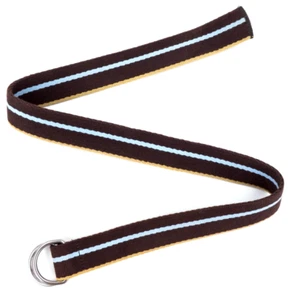 Braun mit hellblau & hellbraun Streifen D-Ring Canvas Gürtel freie Größe ca: US 32-34 - Bild 1 von 4