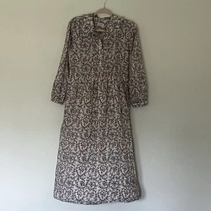 Louis Lousie Paris Womens 100% Cotton Maxi Dress Collar Long Sleeve Floral Sz SM - Picture 1 of 7