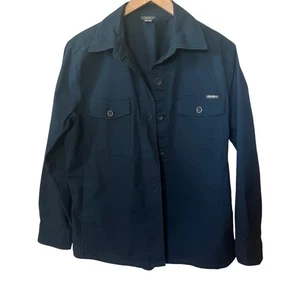 Eddie Bauer Shirt Womens Shacket Cotton Navy Blue Utility Khaki Casual Safari M - Picture 1 of 7