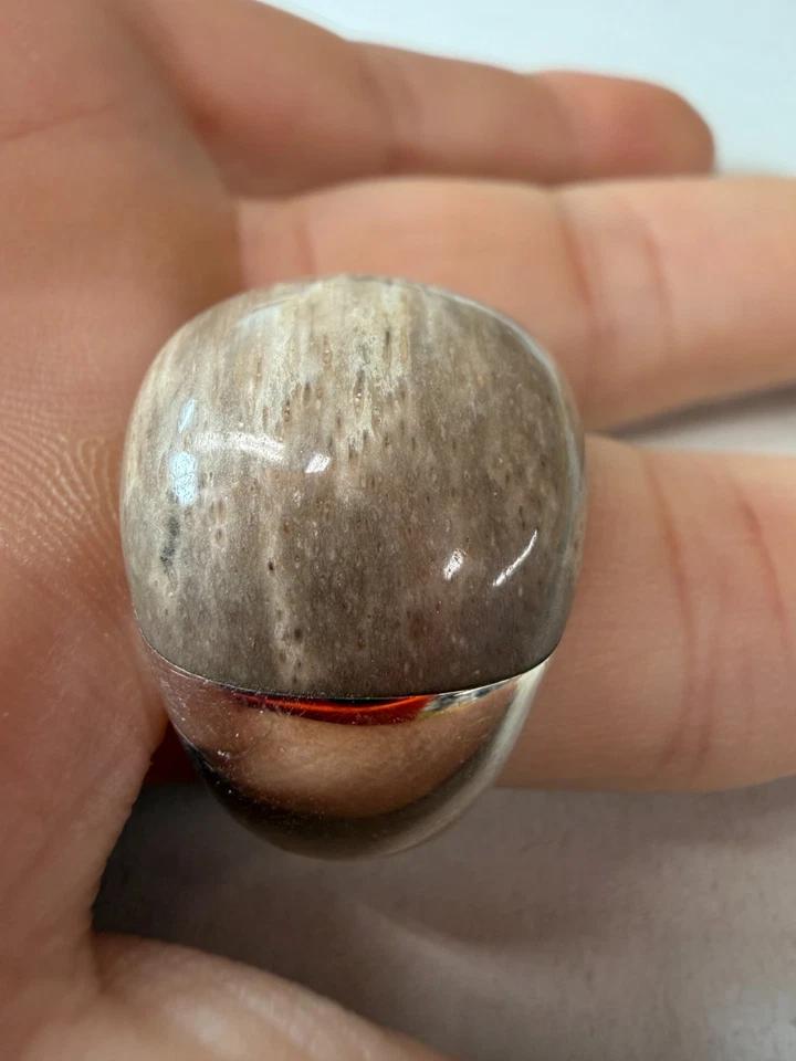 Anillo Calvin Klein Talla 6 Plata de Ley Modernista Cúpula Neutra Piedra Pulida Foto 1 de 4